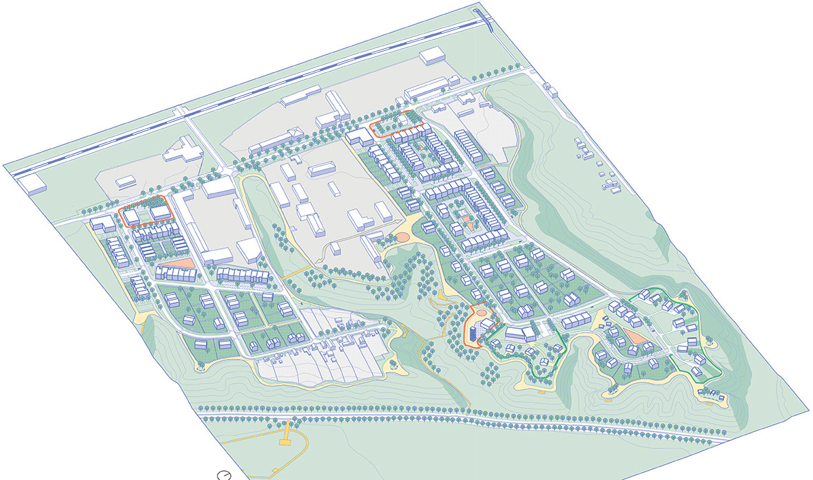 Axo - new housing district on hills